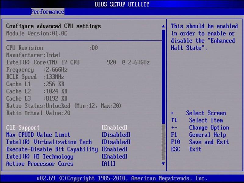 Advanced configuration. Execute disable bit BIOS. Режим энергосбережения в биосе. CPU Internal Thermal Control. Min ratio BIOS.