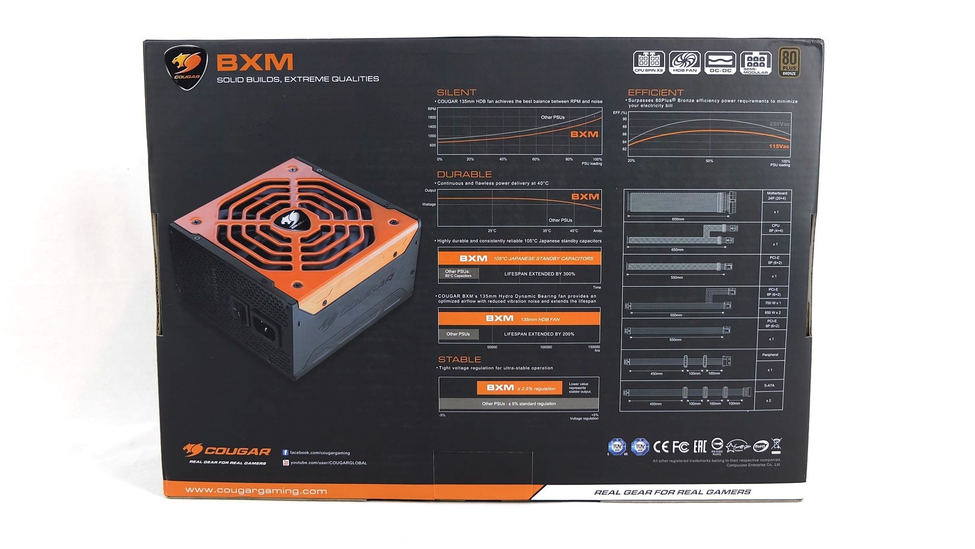 COUGAR BXM850 850W 80 PLUS Bronze Power Supply - Media and Gaming RGB ...