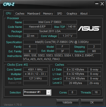 Intel i7 5960x ультра настройки