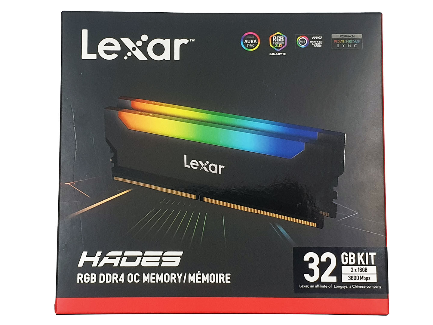 Lexar Hades RGB RAM DDR4 32Go Kit (16Go x 2) 3600 MHz, DRAM 288-Pin U-DIMM  PC Mémoire RAM, Éclairage DEL Gaming Mémoire de Bureau, JEDEC / XMP 2.0  Memoire Haute Performance (LD4BU016G-R3600ADLH)