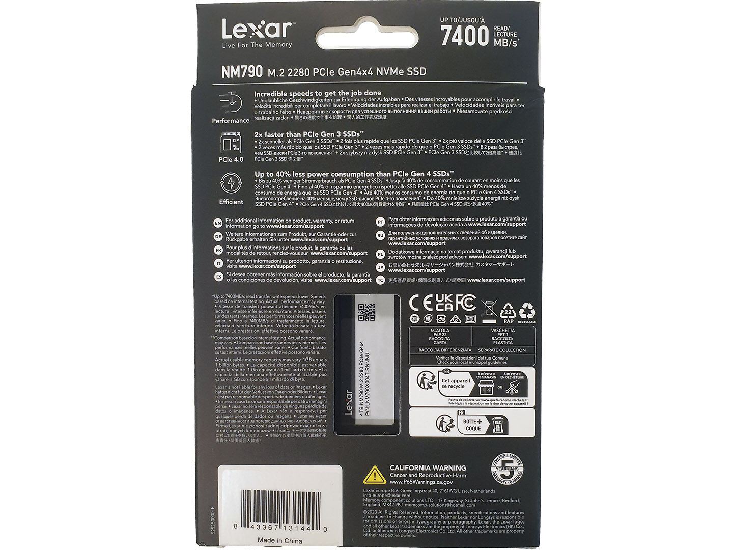 thumbnail image 2 of Lexar 4TB NM790 SSD PCIe Gen4 NVMe M.2 2280 Internal Solid 2 of 11