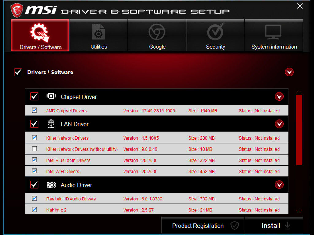 Msi driver software setup зависает