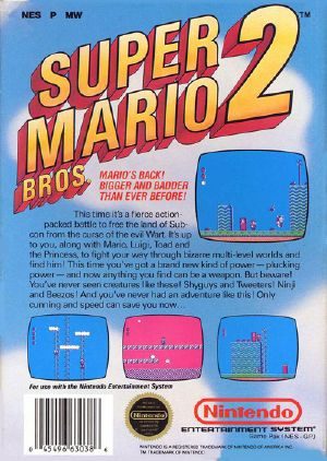 Super Mario Bros 2 Nes Back Cover