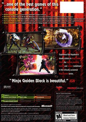 Informeer tank Bij elkaar passen Ninja Gaiden Black Xbox Back cover