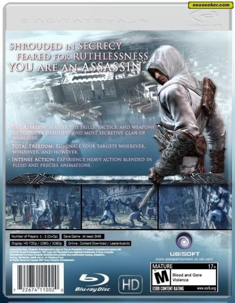 Assassin's Creed PS3 Back cover