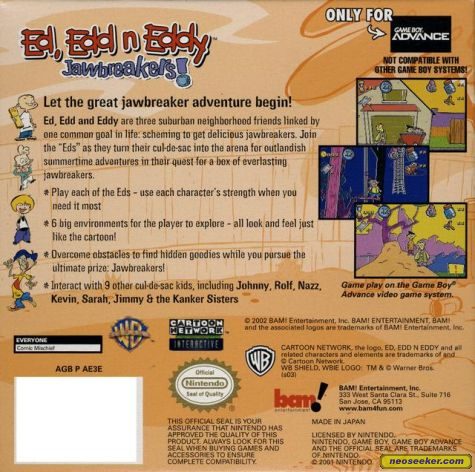 Ed Edd N Eddy Jawbreakers Gba Back Cover