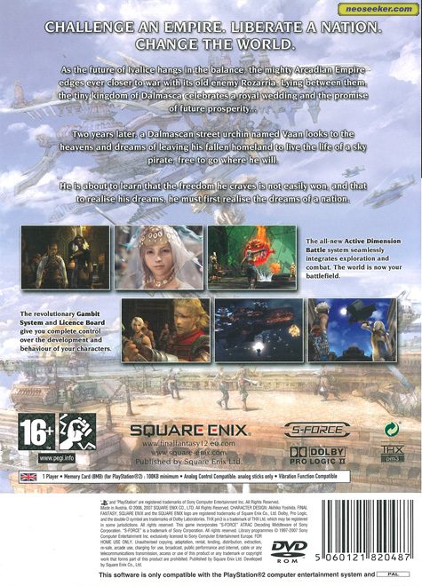 Final Fantasy Xii Ps2 Back Cover