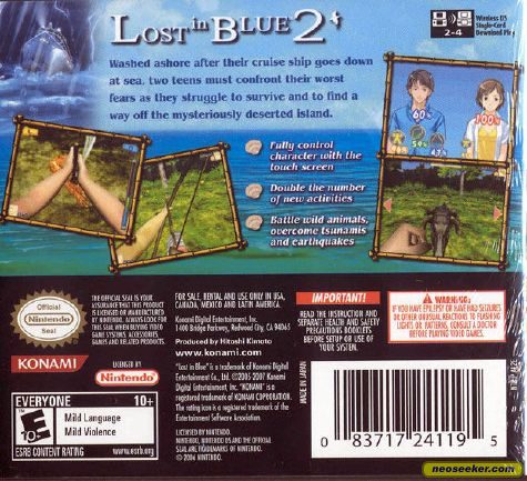 Lost In Blue 2 Ds Back Cover