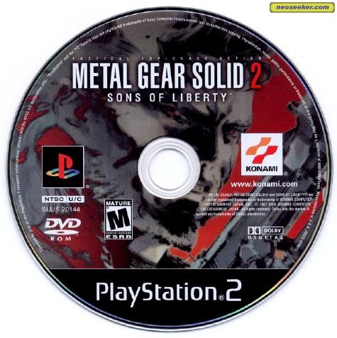 Metal Gear Solid 2: Sons of Liberty PS2 Media cover