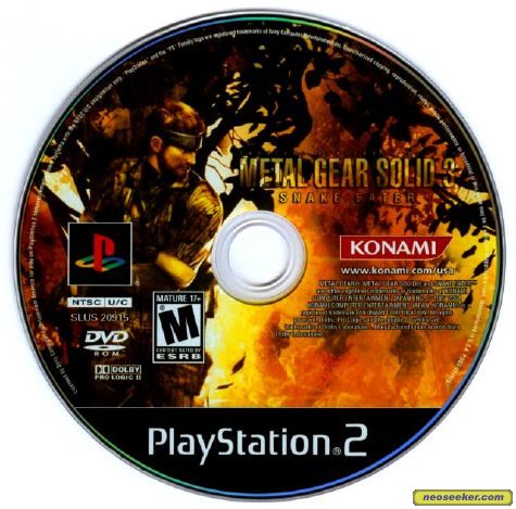 Metal Gear Solid 3: Snake Eater PS2 Media cover