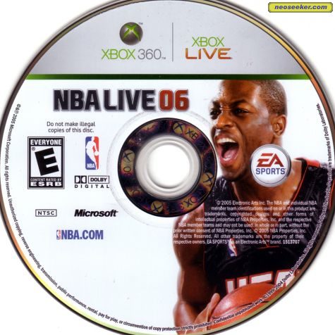 NBA Live 06 XBOX360 Media cover