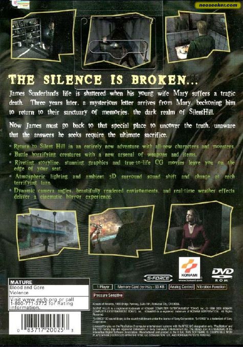 Silent Hill 2 Ps2 Back Cover