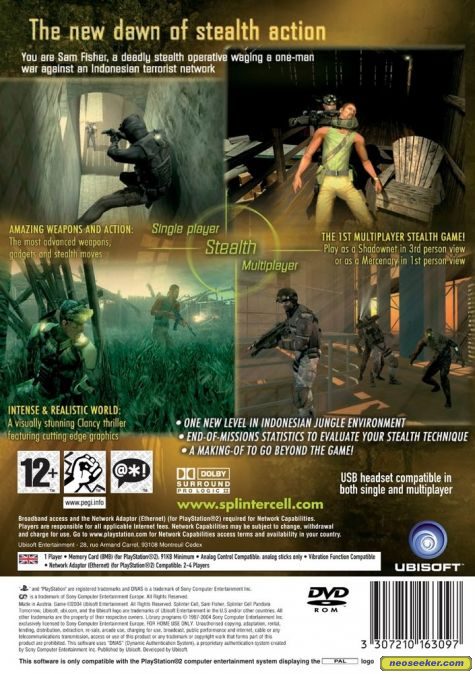 Tom Clancy's Splinter Cell: Pandora Tomorrow, Sony PS2