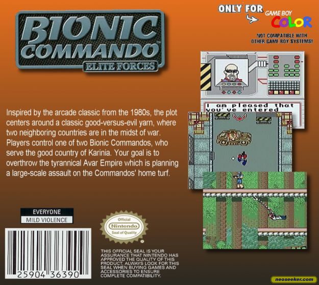 Bionic Commando: Elite Forces GBC Back cover