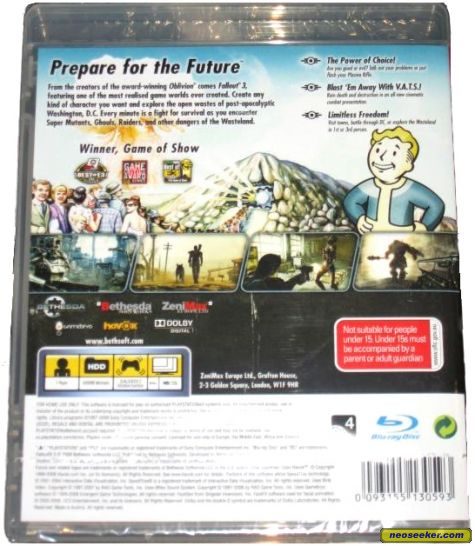 Fallout 3 Ps3 Back Cover