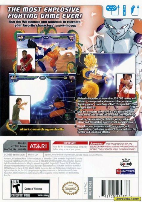 Dragon Ball Z Budokai Tenkaichi 2 Wii Back Cover