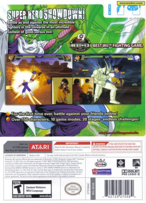 Dragon Ball Z: Budokai Tenkaichi 3 Wii Back cover