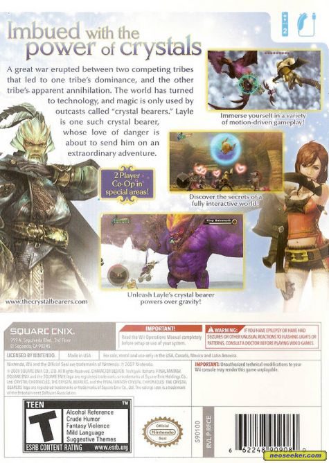 Final Fantasy Crystal Chronicles The Crystal Bearers Wii Back Cover