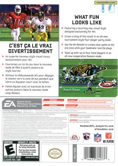 Madden NFL 10 Wii Back cover