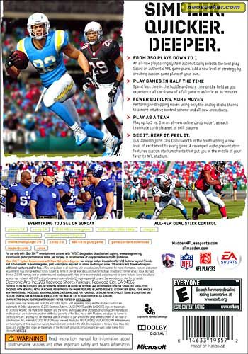 Madden NFL 11 XBOX360 Back cover