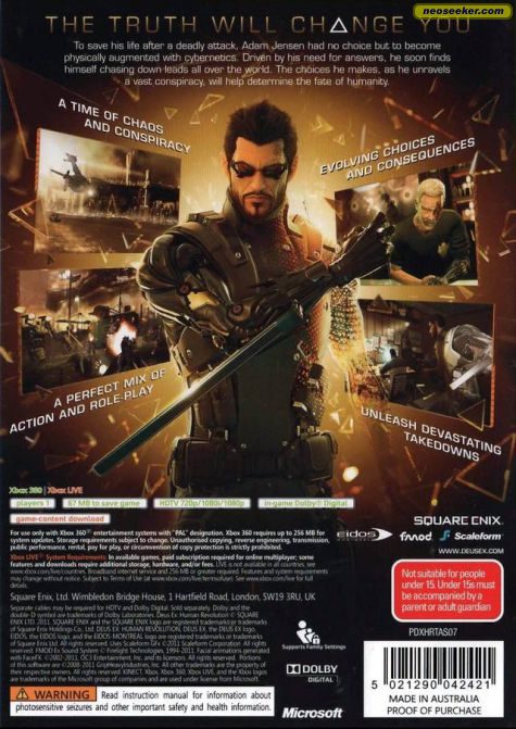 Deus Ex: Human Revolution - Xbox 360 - PAL Version Française - Complet