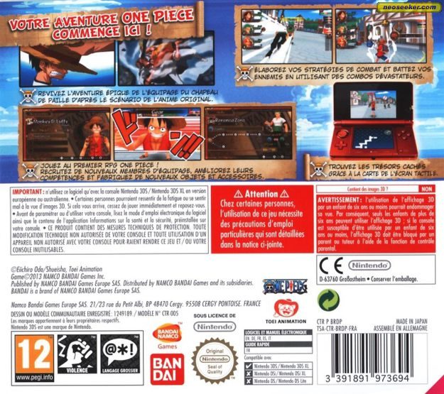 One Piece Romance Dawn 3ds Back Cover