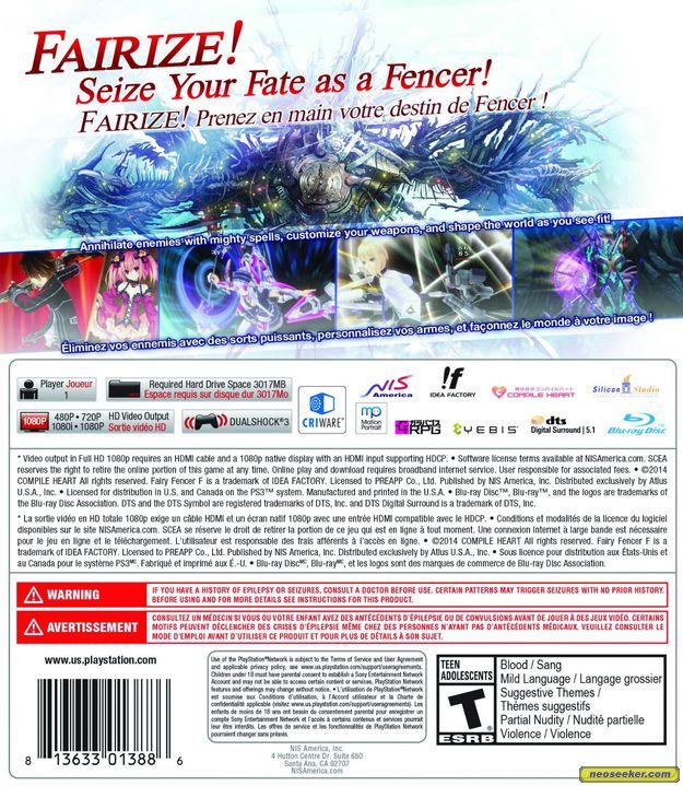 Fairy Fencer F Ps3 Back Cover