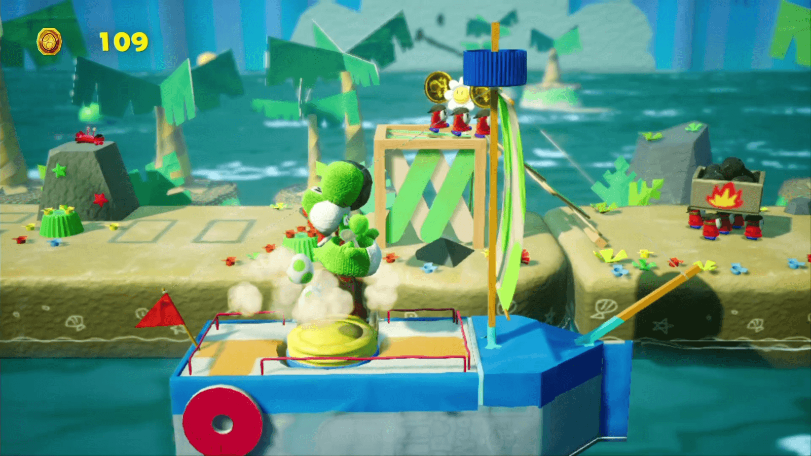 Bombs Away On Pirate Island - Yoshi's Crafted World Walkthrough - Neoseeker