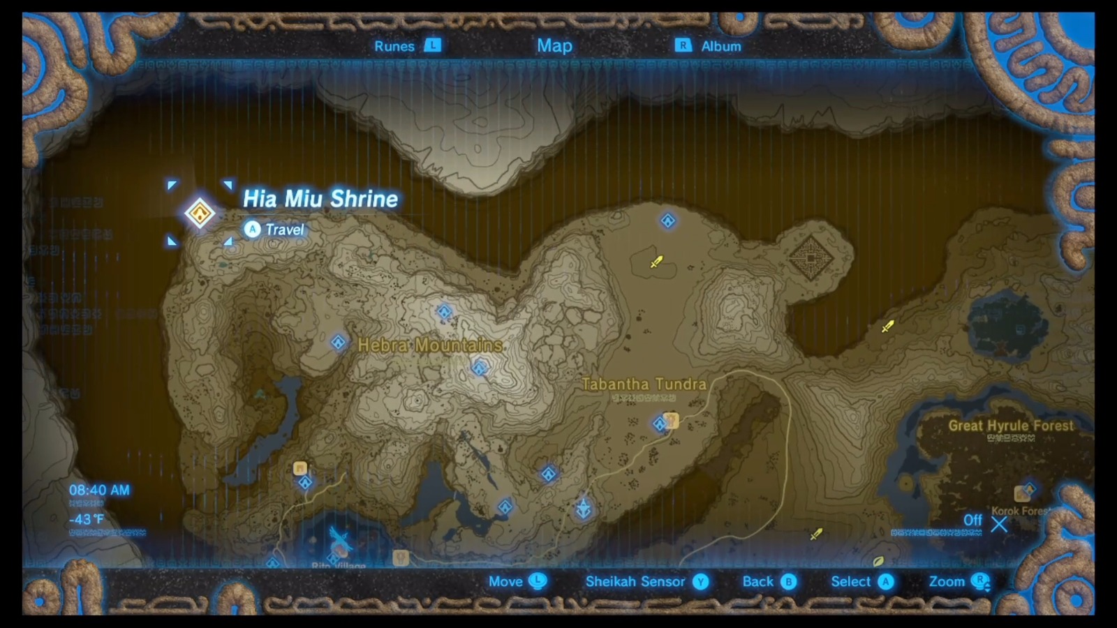 BOTW Hebra Shrine Map