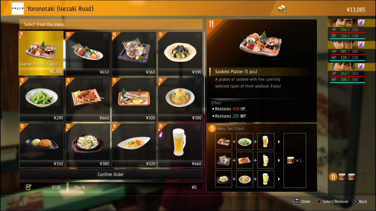 Meal Combo Guide (Isezaki Ijincho) Yakuza Like a Dragon Neoseeker