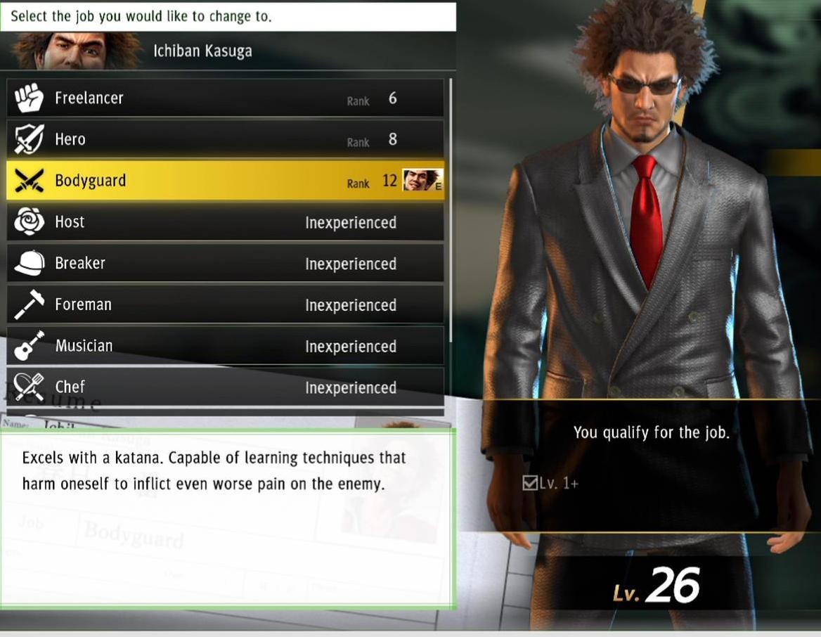 Male Character Jobs Yakuza Like a Dragon Walkthrough Neoseeker