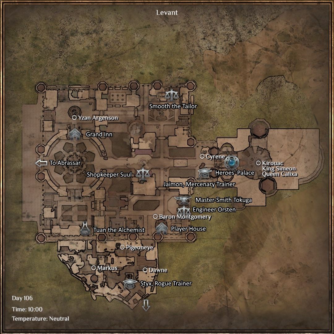 Levant Joining the Heroic Kingdom, Minor Quests, Trainers, and