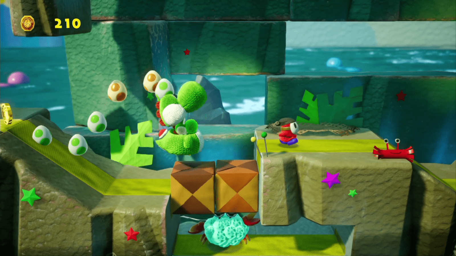 Bombs Away on Pirate Island - Yoshi's Crafted World Walkthrough - Neoseeker