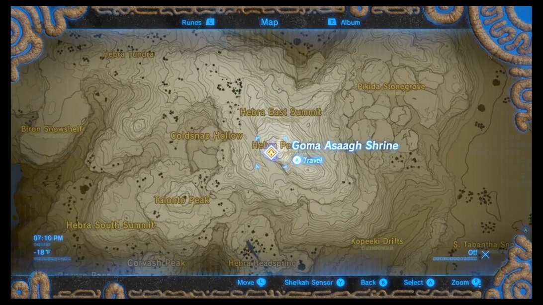 BOTW Hebra Shrine Map