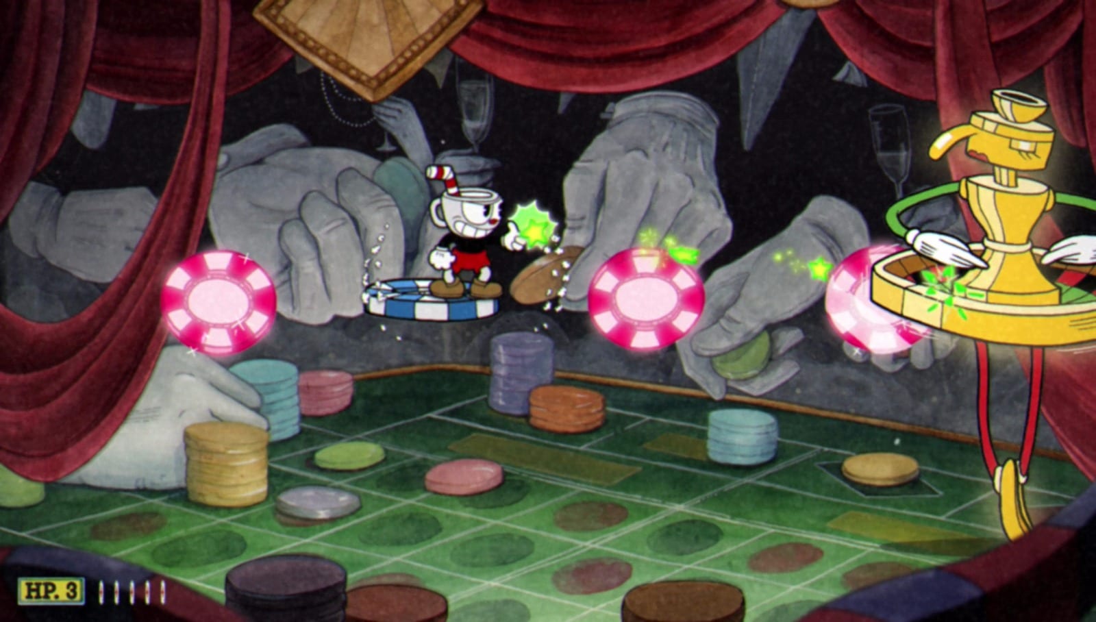 cuphead king dice cards jump parry dash