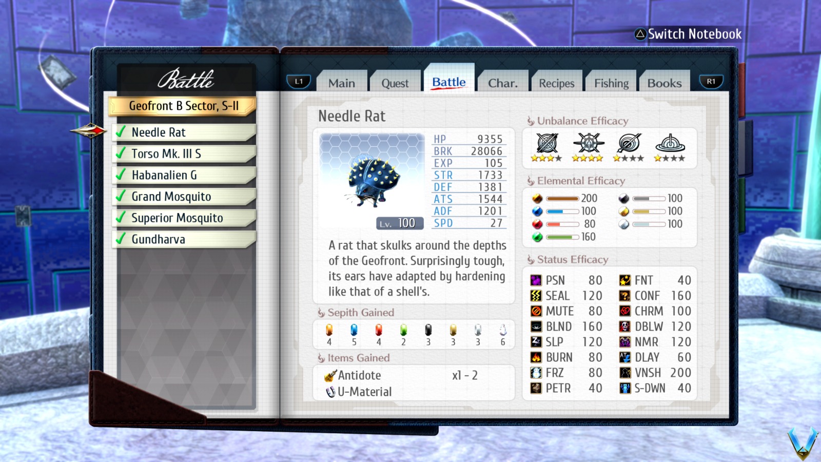 Trails Into Reverie - Geofront B Sector, S-II Enemy List - The Legend ...