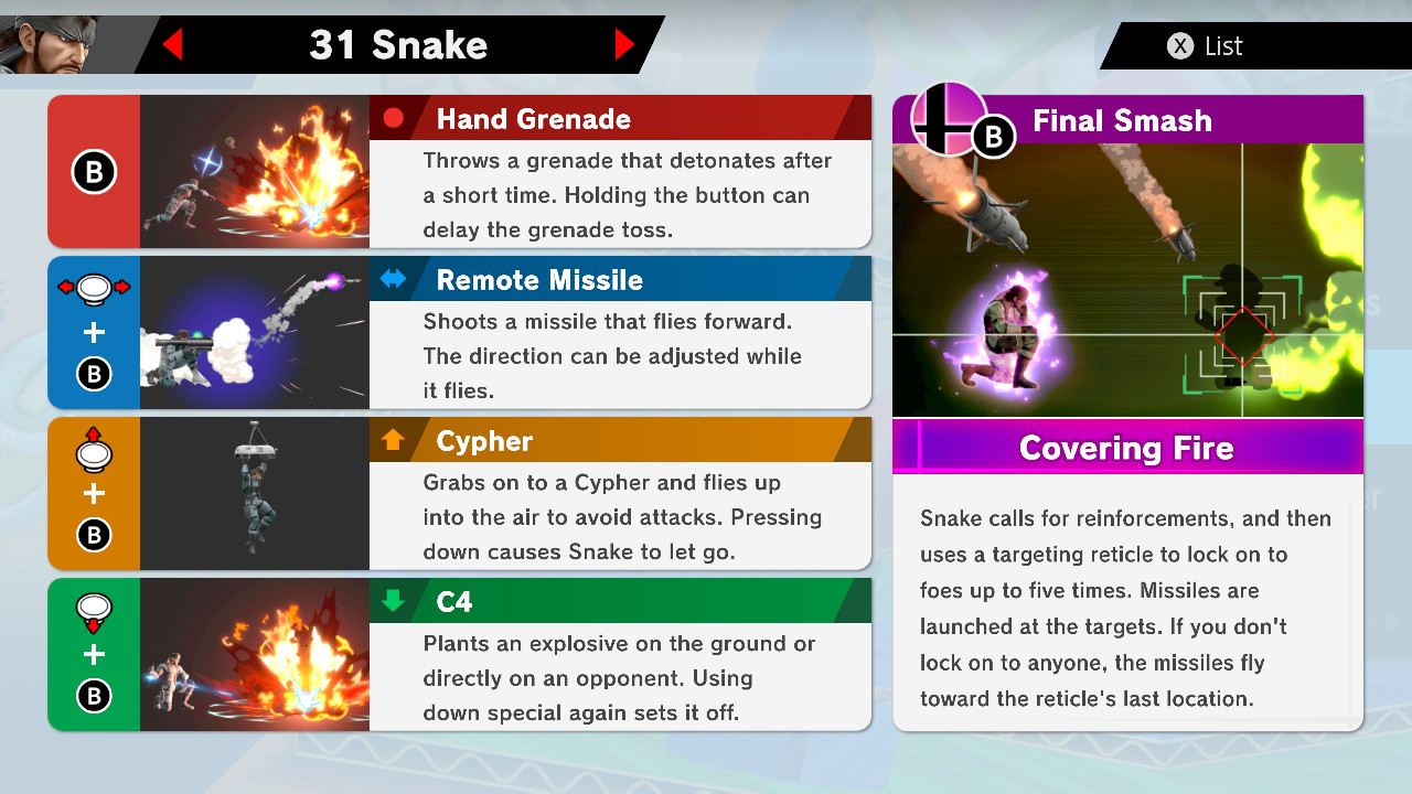 Snake Super Smash Bros. Ultimate Walkthrough Neoseeker