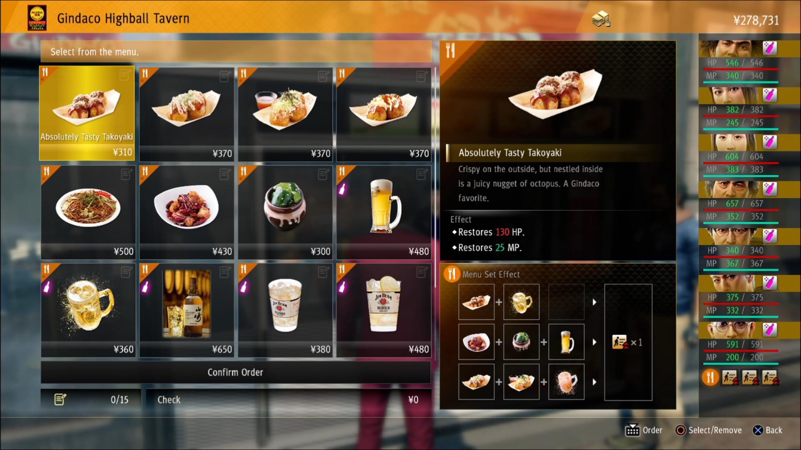 Meal Combo Guide (Kamurocho) Yakuza Like a Dragon Neoseeker