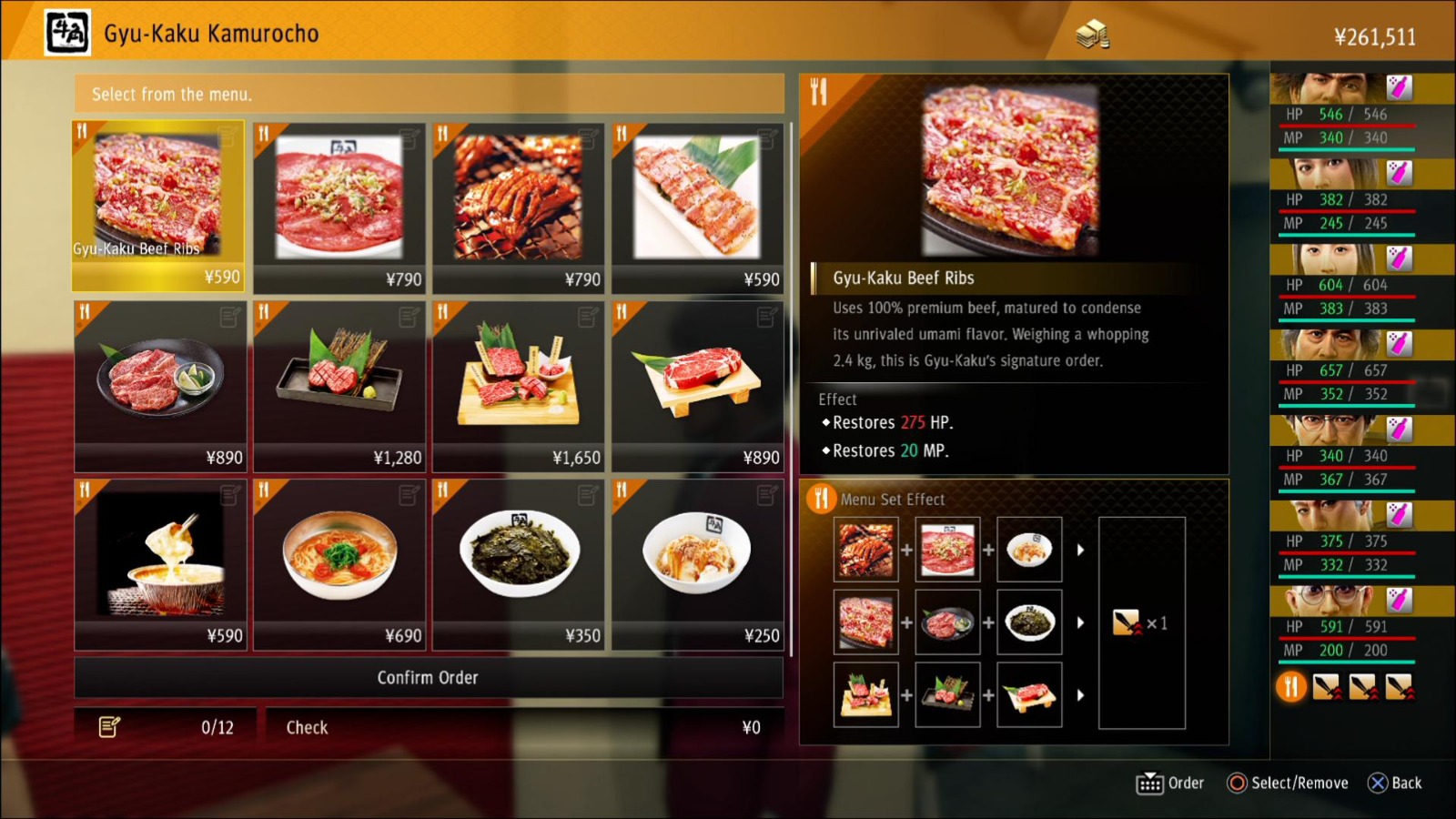 Meal Combo Guide (Kamurocho) Yakuza Like a Dragon Neoseeker