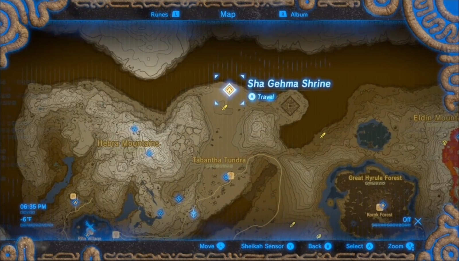 Hebra Mountains Shrine Map