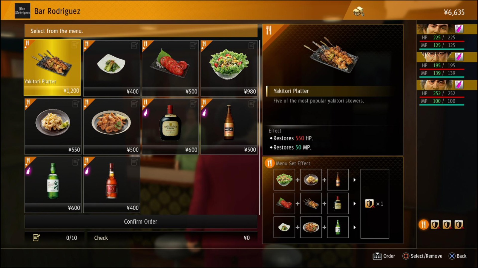 Meal Combo Guide (Isezaki Ijincho) Yakuza Like a Dragon Neoseeker