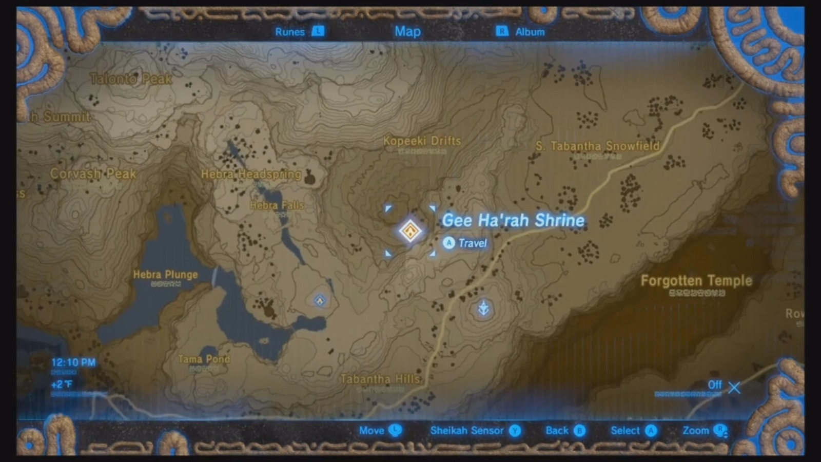 BOTW Shrine Map Hebra Region