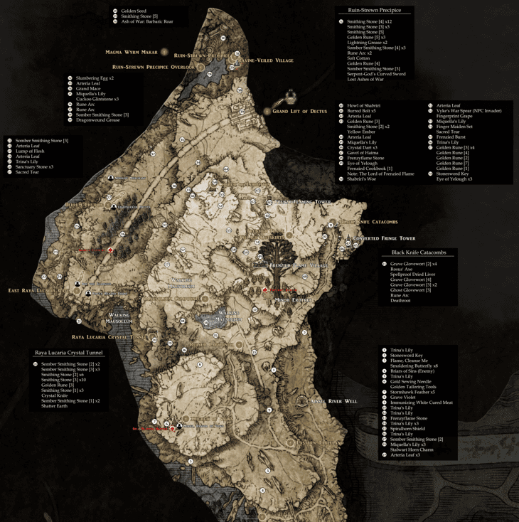 Map: Liurnia Of The Lakes, East - Elden Ring Walkthrough - Neoseeker