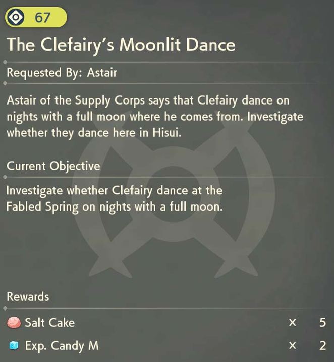 The Clefairy's Moonlit Dance Request Guide - Pokémon Legends: Arceus ...