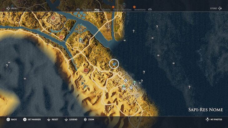 Locating the Ambush at Sea quest in Assassin's Creed: Origins