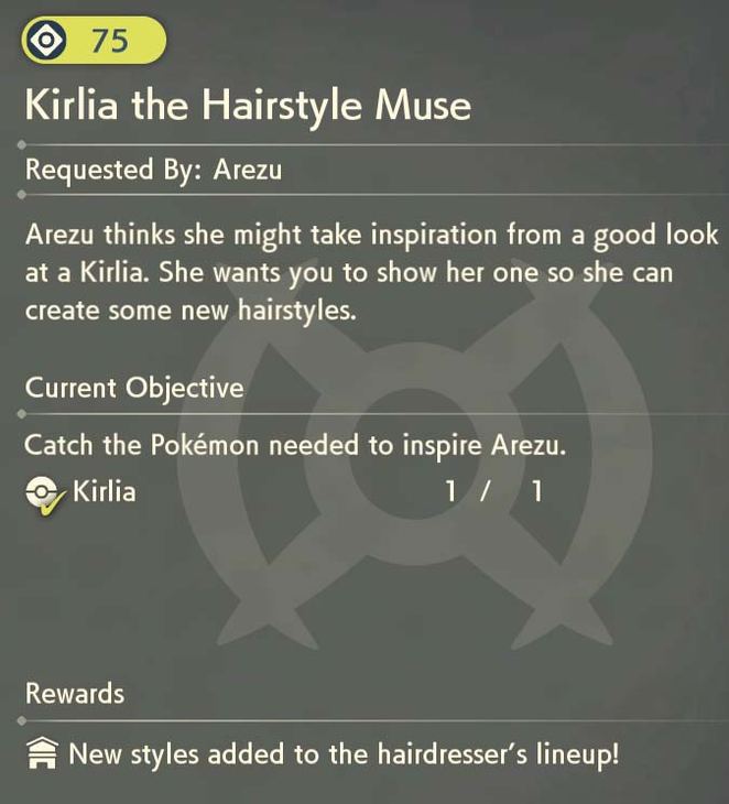 Kirlia the Hairstyle Muse Request Guide - Pokémon Legends: Arceus