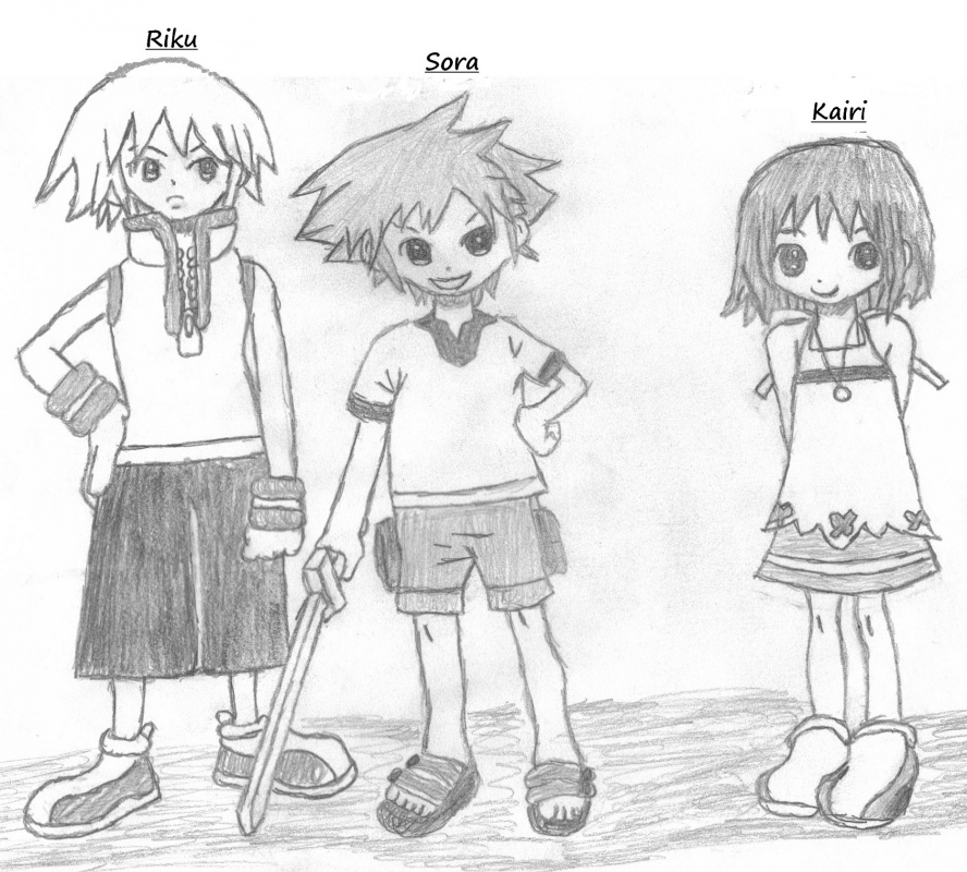 Kingdom Hearts Sora and Kairi Riku Young Sora Riku and Kairi Kingdom Hearts Fanart