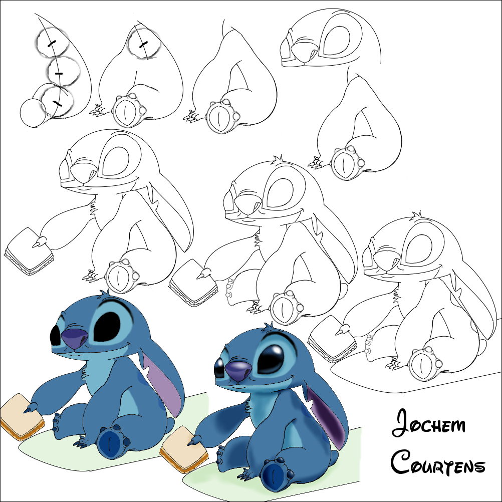 Stitch Feeding Pudge The Fish Progress Drawings from Stitch - hosted by ...