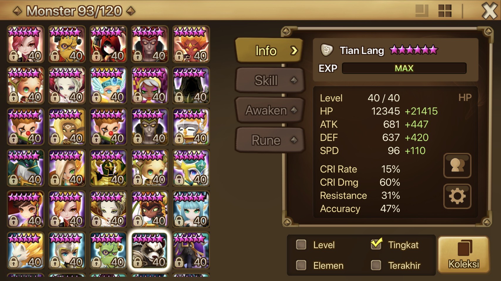 Compte Summoners War - Tian Lang (global) + Nicky (europe) - Android