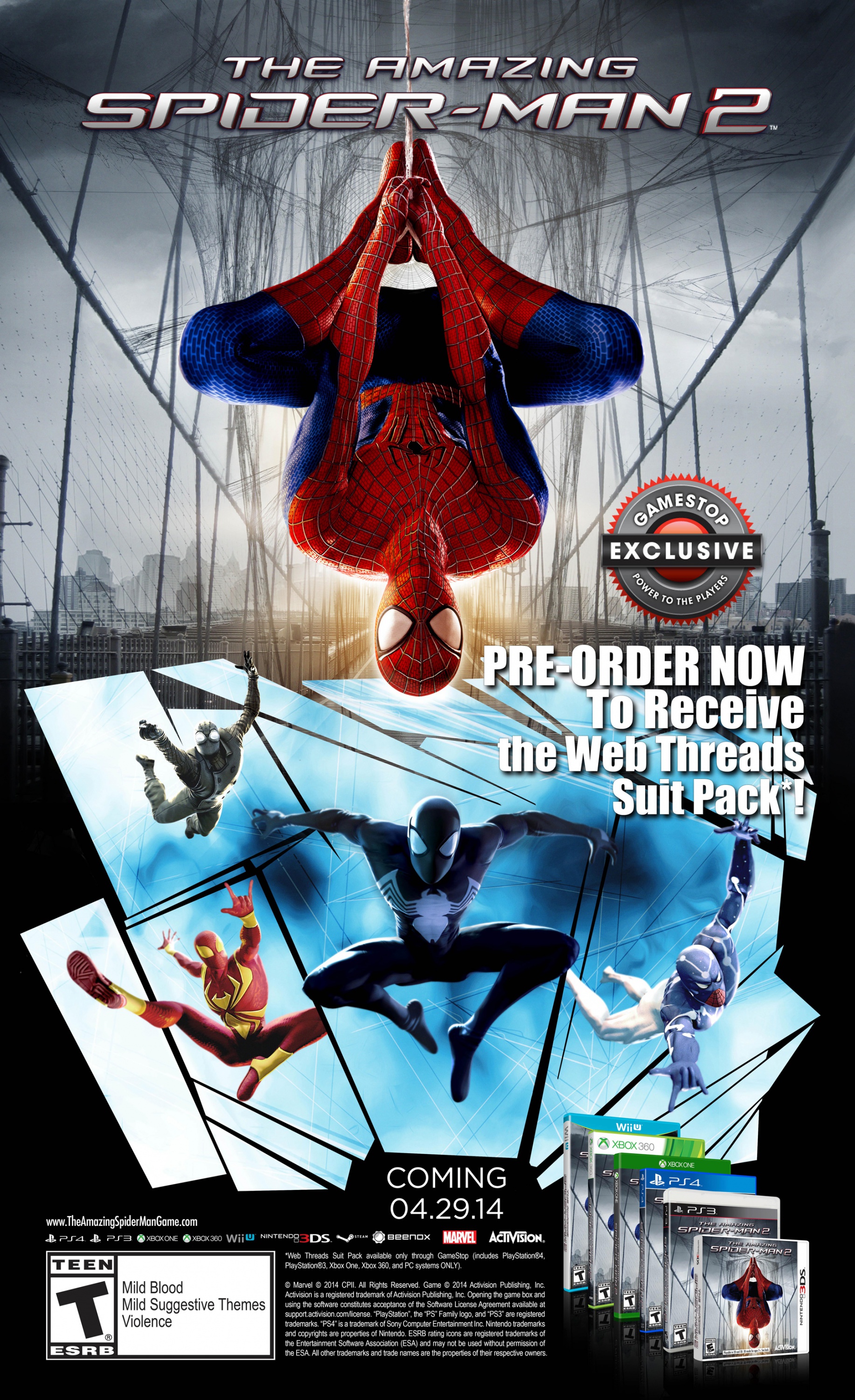 The Amazing Spider-Man 2 GameStop pre-order bonuses include four DLC web  slinging suits for free - Neoseeker